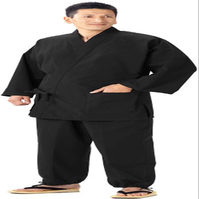 WATANOSATO Samue (This is Something You can wear at Home & Work Clothes) Made in Japan Kurume *Import *Japanese Clothes Size (Black, XXL)