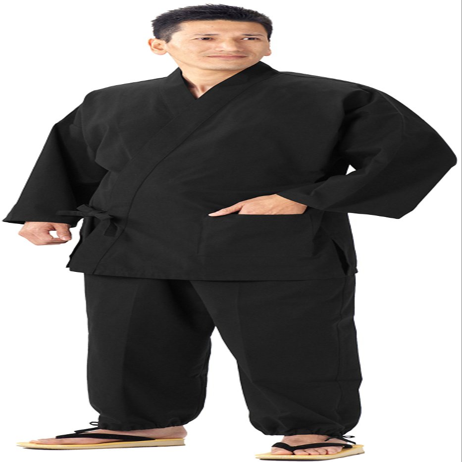 WATANOSATO Samue (This is Something You can wear at Home & Work Clothes) Made in Japan Kurume *Import *Japanese Clothes Size (Black, XXL)