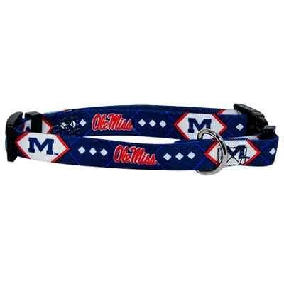Mississippi University Rebels Adjustable Pet Dog Collar (Small)