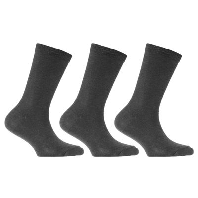 Universal Textiles Childrens/Kids Plain Cotton Rich School Socks (Pack of 3) (US 13.5 Junior) (Grey)