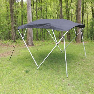 Vortex Direct Black Fabric Square Tube Frame 4 Box Bimini Top 10' Long, 91"-96" Wide