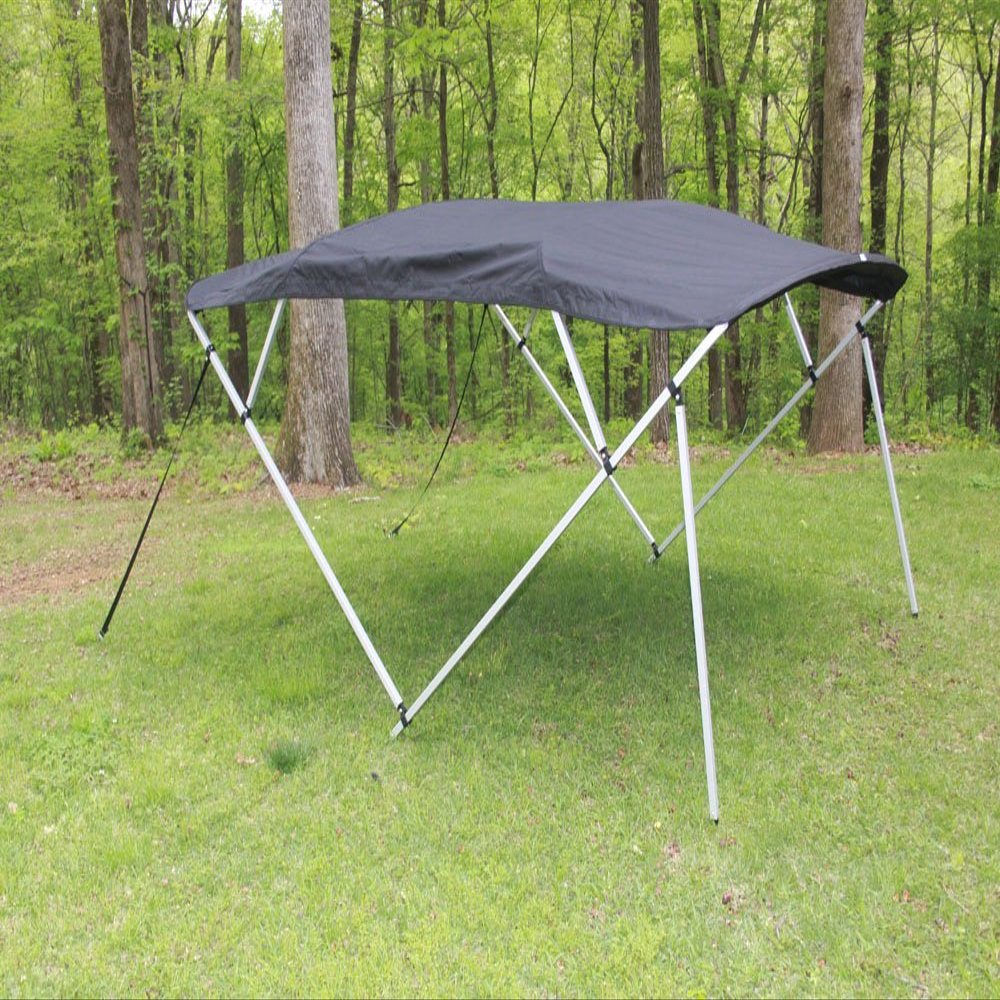 Vortex Direct Black Fabric Square Tube Frame 4 Box Bimini Top 10' Long, 91"-96" Wide