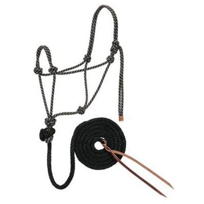 Weaver Leather Diamond Braid Rope Halter and Lead, Black/Tan/White
