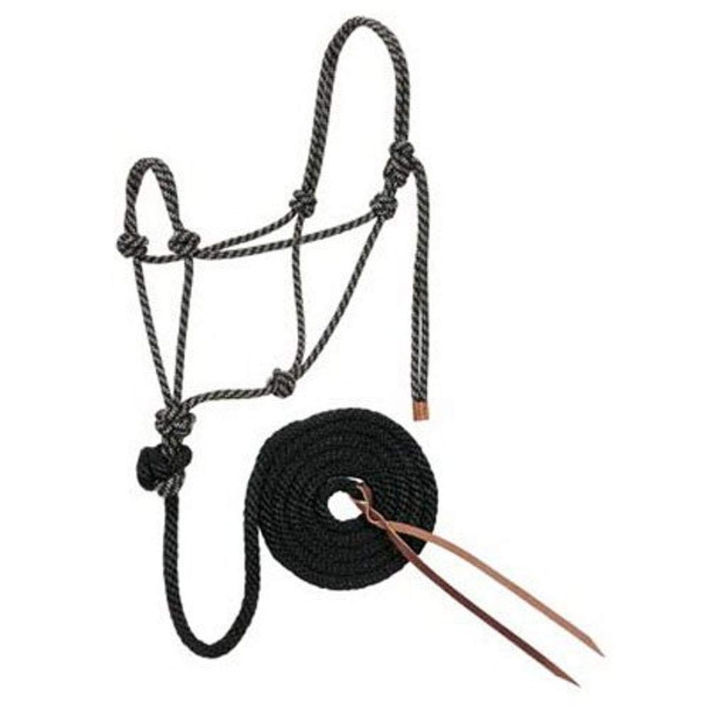 Weaver Leather Diamond Braid Rope Halter and Lead, Black/Tan/White