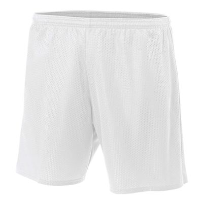 A4 Mens Mesh Athletic Shorts - 9 Inch Inseam - White, XL