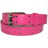 CTM Kids' 1 Inch Wide Leather Two Hole Jean Belt, Medium, Dark Pink view 3