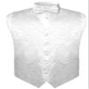 Vesuvio Napoli Men's Paisley Design Dress Vest & Bow Tie WHITE Color BOWTie Set sz Large view 1