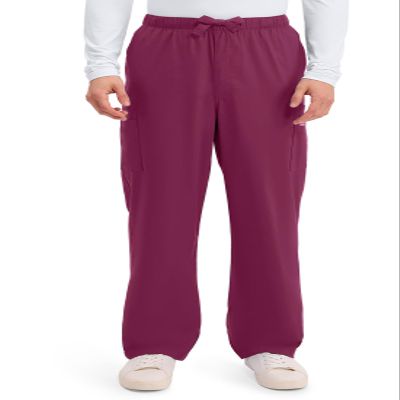 Cherokee Traditional Fit Cargo Scrub Pants for Men with Elastic Waistband 4243, L, Wine