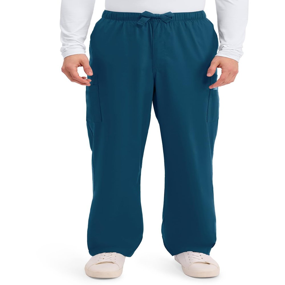 Cherokee Workwear Scrubs Men's Stretch Utility Pant, Caribbean Blue, Medium