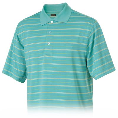 Monterey Club Men's Chase Multi Stripe Texture Polo Shirt #1609 (Turquoise/White, Small)