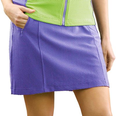 Monterey Club Women's Solid Emboss Texture Knit Skort #2842 (Iris Blue, Small)