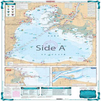 Waterproof Charts, Lake Fishing, 29F Lake St. Clair, Easy-to-Read, Large Print, Waterproof Paper, Tear Resistant, Printed on Two Sides, 2 Charts in 1, NOAA Charts
