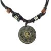 benerini Surfer Cord Necklace with AUM OHM OM Carved Bone Pendant - Fully Adjustable - Black & Brown Cord view 1