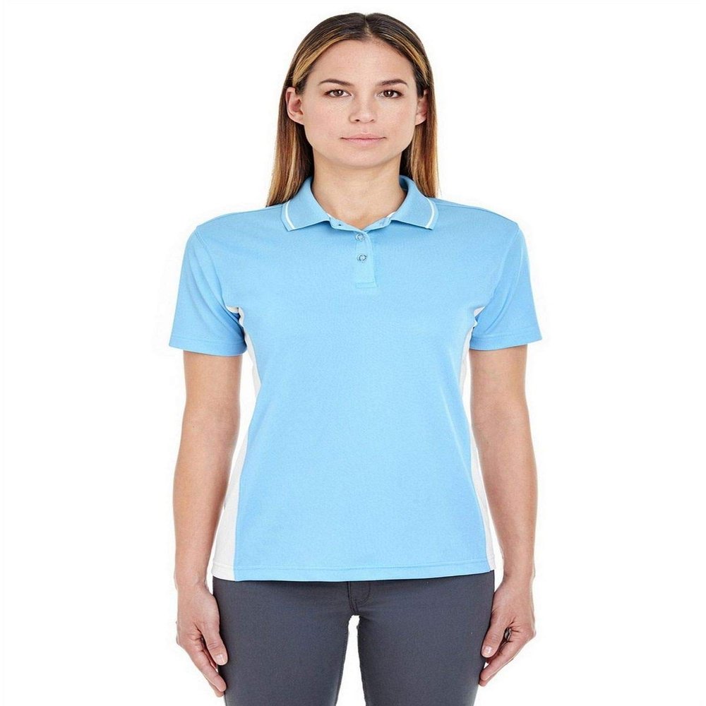 8406L UltraClub Ladies Sport 2-Tone Polo , Columbia Blue/ White , 3X-Large