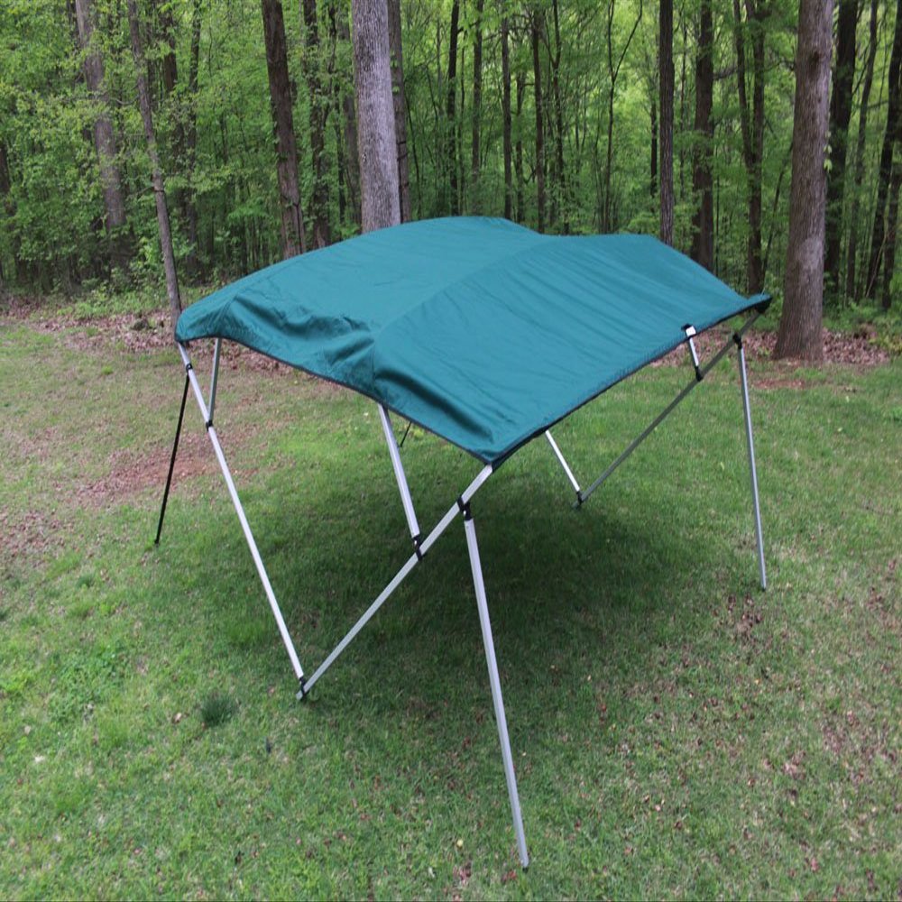 Vortex Green Square Tube Frame 4 Bow Pontoon/Deck Boat Bimini TOP 10' Long, 97-103