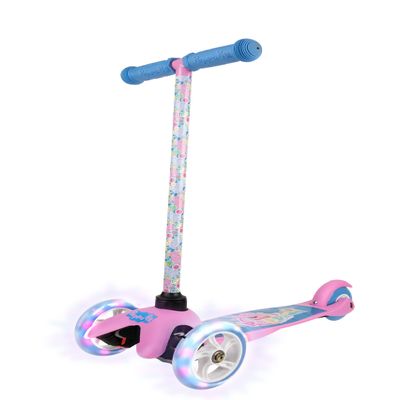 Peppa Pig Self Balancing Kick Scooter with Light Up Wheels, Extra Wide Deck, 3 Wheel Platform, Foot Activated Brake, 75 lbs Limit, Kids & Toddlers Girls or Boys, for Ages 3 and Up (AST483084-BLU-STK-1)