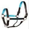 Perri's Leather Metallic Padded Leather Halter, Cob, Black/Turquoise view 1