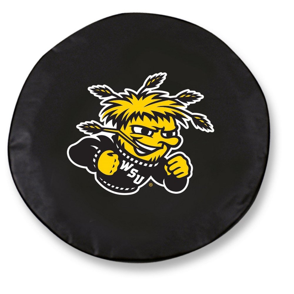 Wichita State University Tire Cover - Size C - (31.25"x12") on Black Vinyl