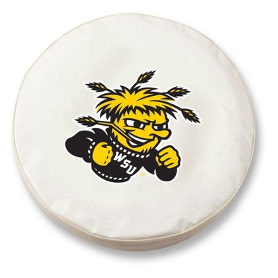 Wichita State University Tire Cover - Size H1 - (37"x12.5") on White Vinyl