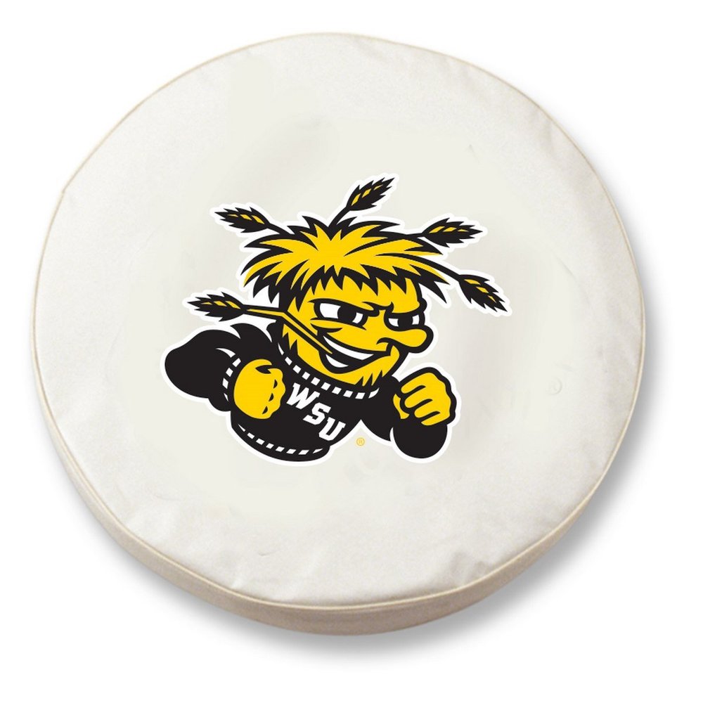 Wichita State University Tire Cover - Size H1 - (37"x12.5") on White Vinyl