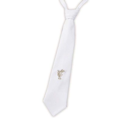 Boys First Holy Communion Gold Embroidered Chalice Design 14" White Cotton Adjustable Dress Neck Tie