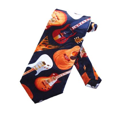 Steven Harris Guitar Ties Mens Electric and Acoustic Guitars Neckties Navy