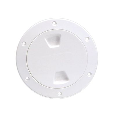BECKSON 4'' SMOOTH CENTER SCREW OUT DECK PLATE WHITE 4.5'' CUT BECKSON 4'' SMOOTH CENTER SCREW OUT