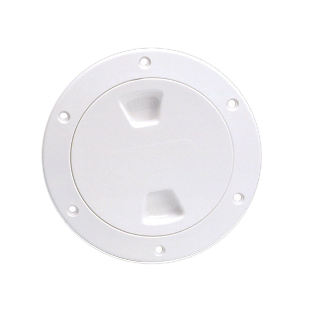 BECKSON 4'' SMOOTH CENTER SCREW OUT DECK PLATE WHITE 4.5'' CUT BECKSON 4'' SMOOTH CENTER SCREW OUT