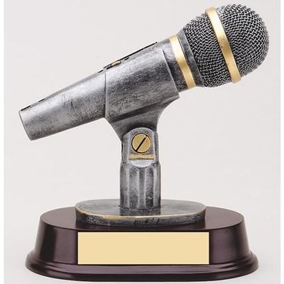 Microphone Trophy with 3 Lines of Custom Text