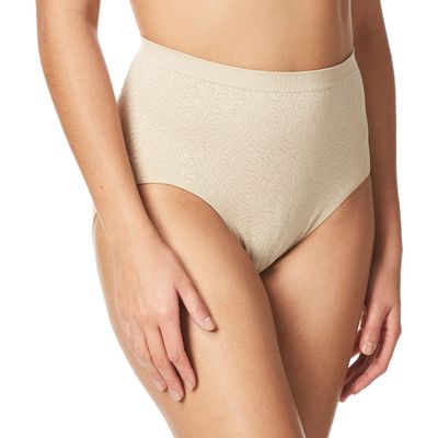 Bali Women's Comfort Revolution Seamless Brief Panty,Nude Damask,6/7