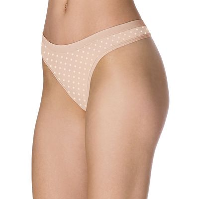 Barely There Women's Flex Fit Thong, S/5-Soft Taupe Dots