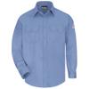 Bulwark Flame Resistant 6 oz Cotton/Nylon Excel FR ComforTouch Regular Uniform Shirt with Straight Back Yoke, Topstitched Cuff, Light Blue, Large view 1