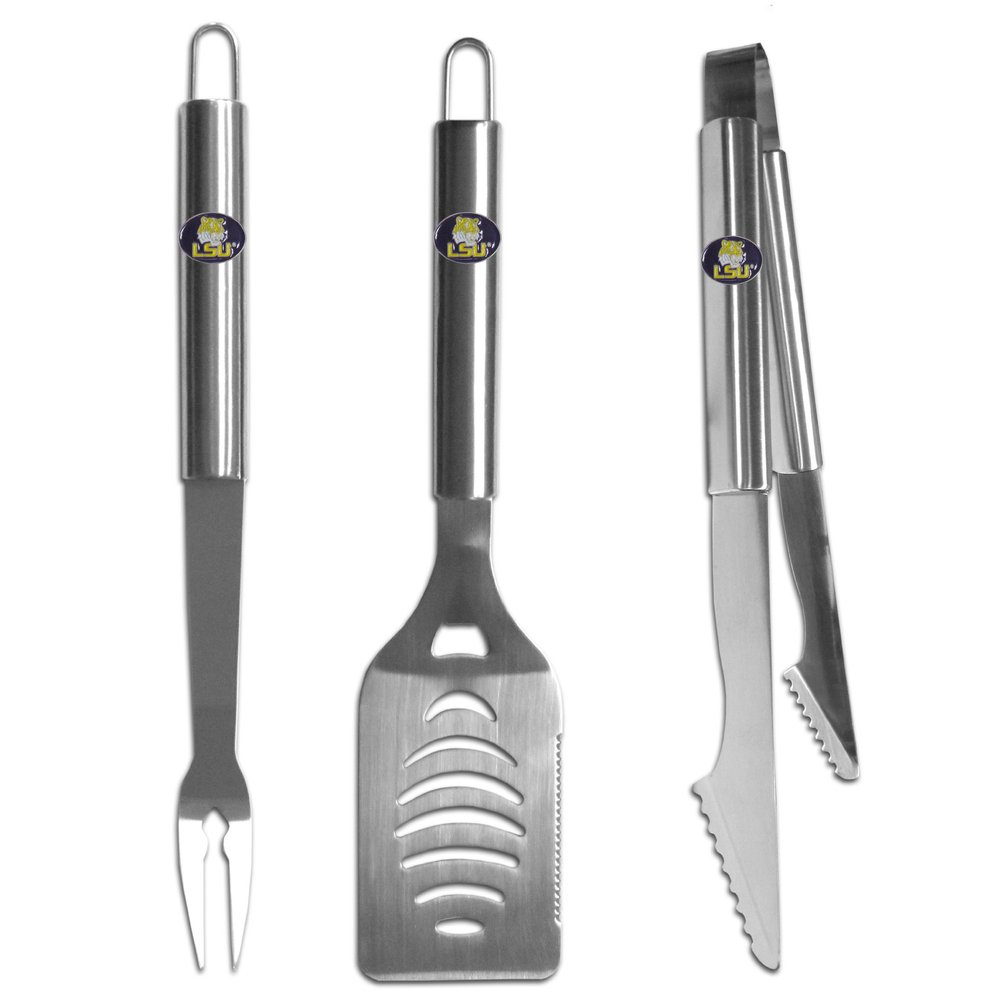 NCAA Siskiyou Sports Fan Shop LSU Tigers Stainless Steel BBQ Set 3 piece Brushed Metal