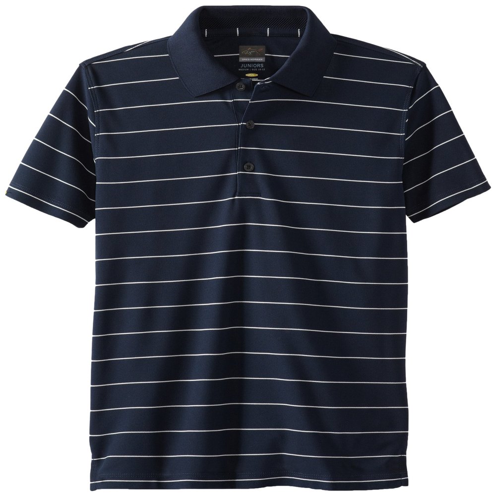 Greg Norman Collection Boy's Protek Micro Pique Stripe Polo Shirt, Navy, Small