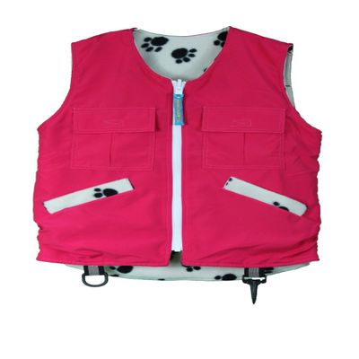kuvvy: Girls Kid's Utility Vest Hibiscus/Fleecypaws XL