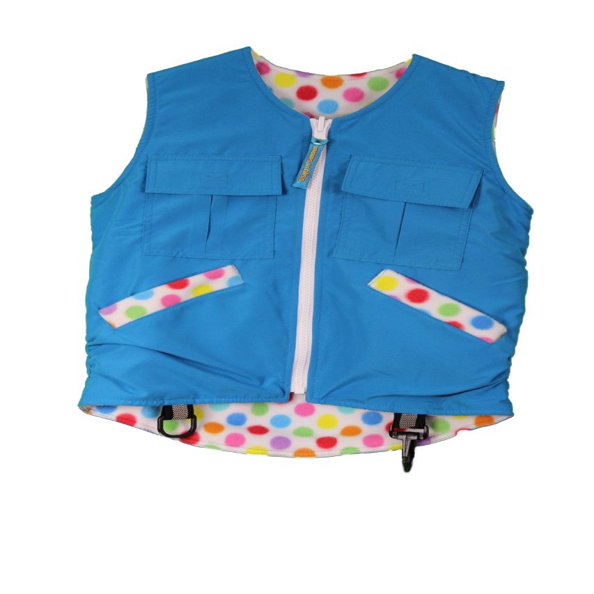kuvvy: Girls Kid's Utility Vest Blue/Fleecydots L