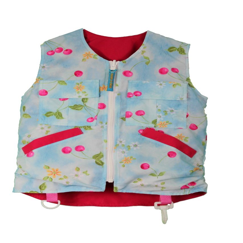kuvvy: Girls Kid's Utility Vest Cherry/Hibiscus S