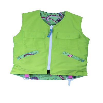 kuvvy: Girls Kid's Utility Vest Lime/Sweetpea XL