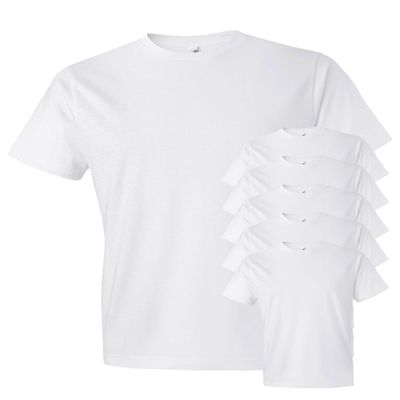 Anvil Men's Seamed Crewneck Fashion-Fit T-Shirt, White, LARGE. ( Pack6 )