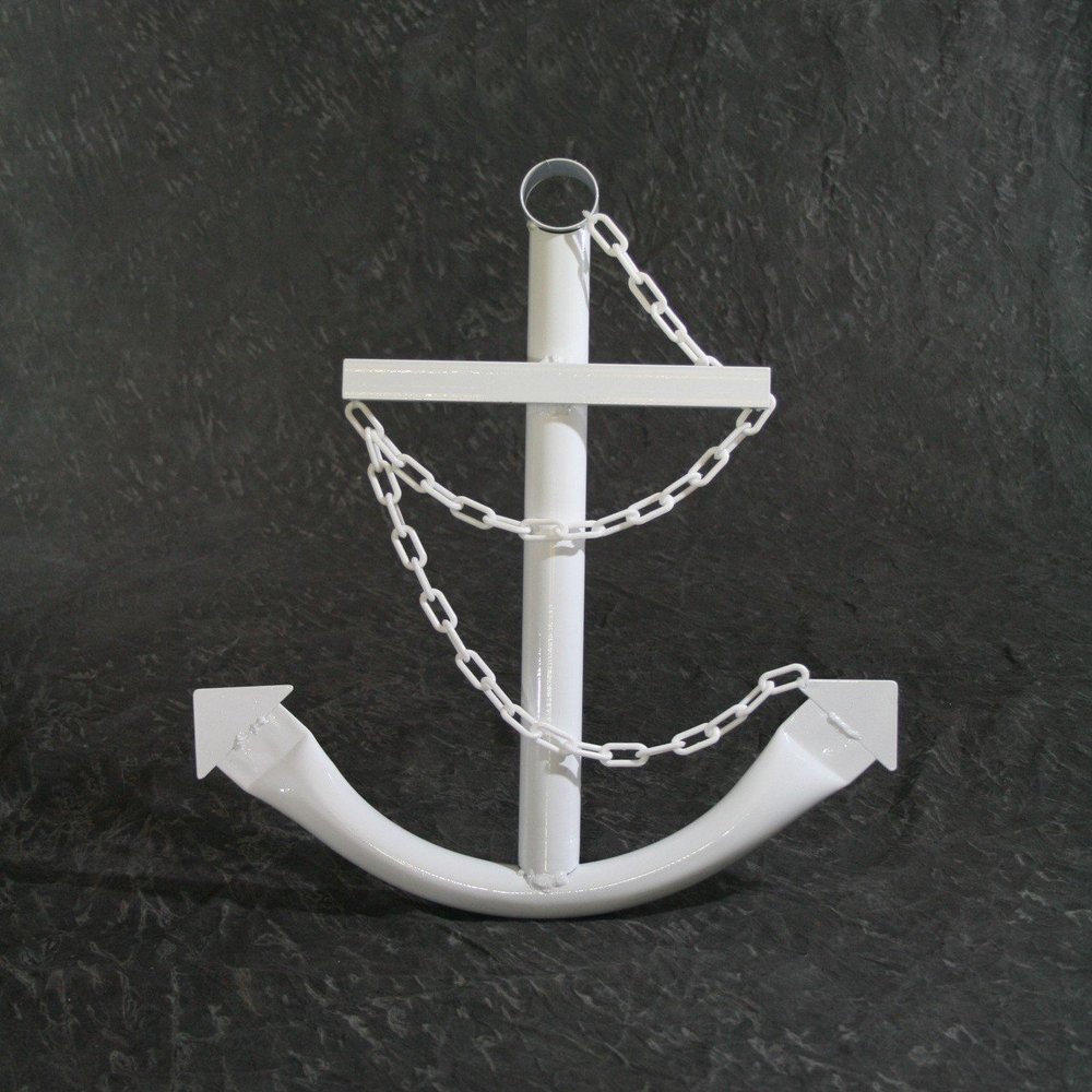 Nautical Anchor - Classic Navy Anchor with Chain (White, 2ft)