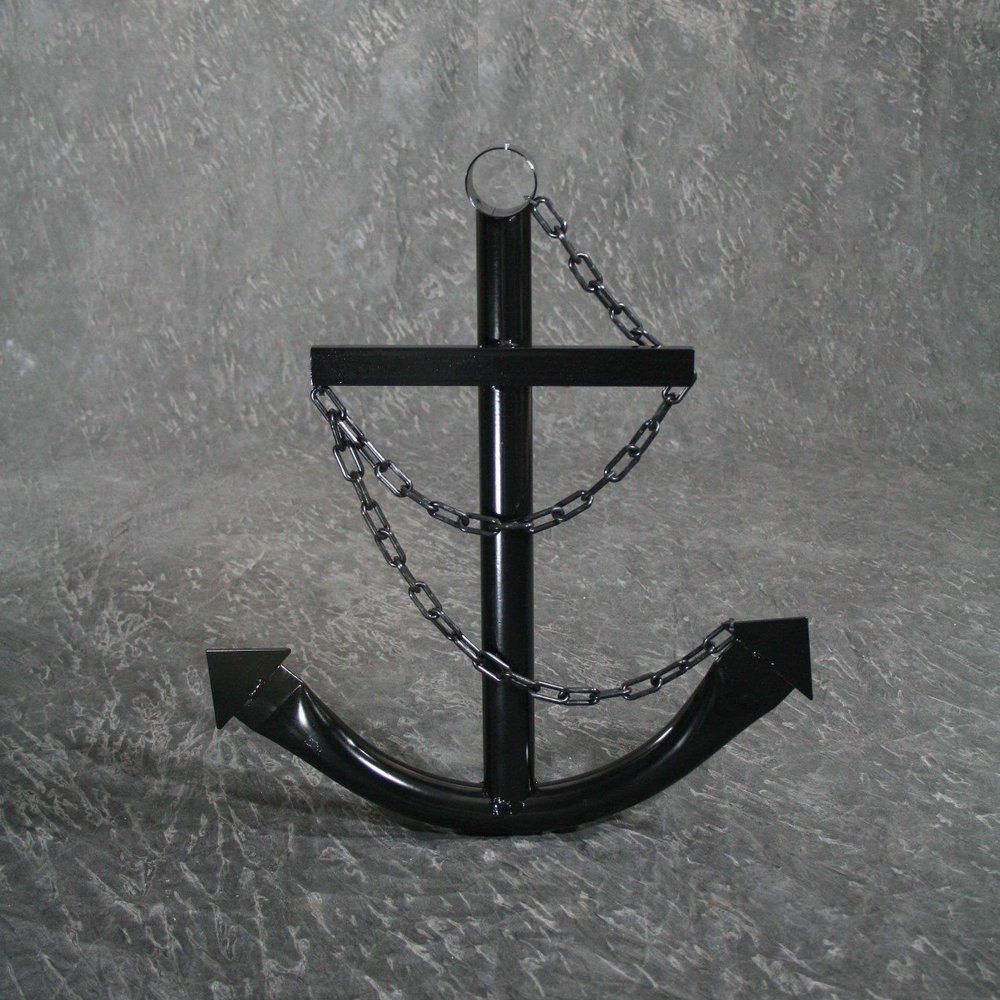 Nautical Anchor - Classic Navy Anchor with Chain (Black, 2ft)