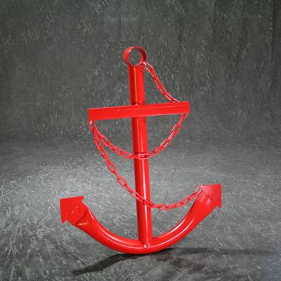 Nautical Anchor - Classic Navy Anchor with Chain (Red, 2ft)