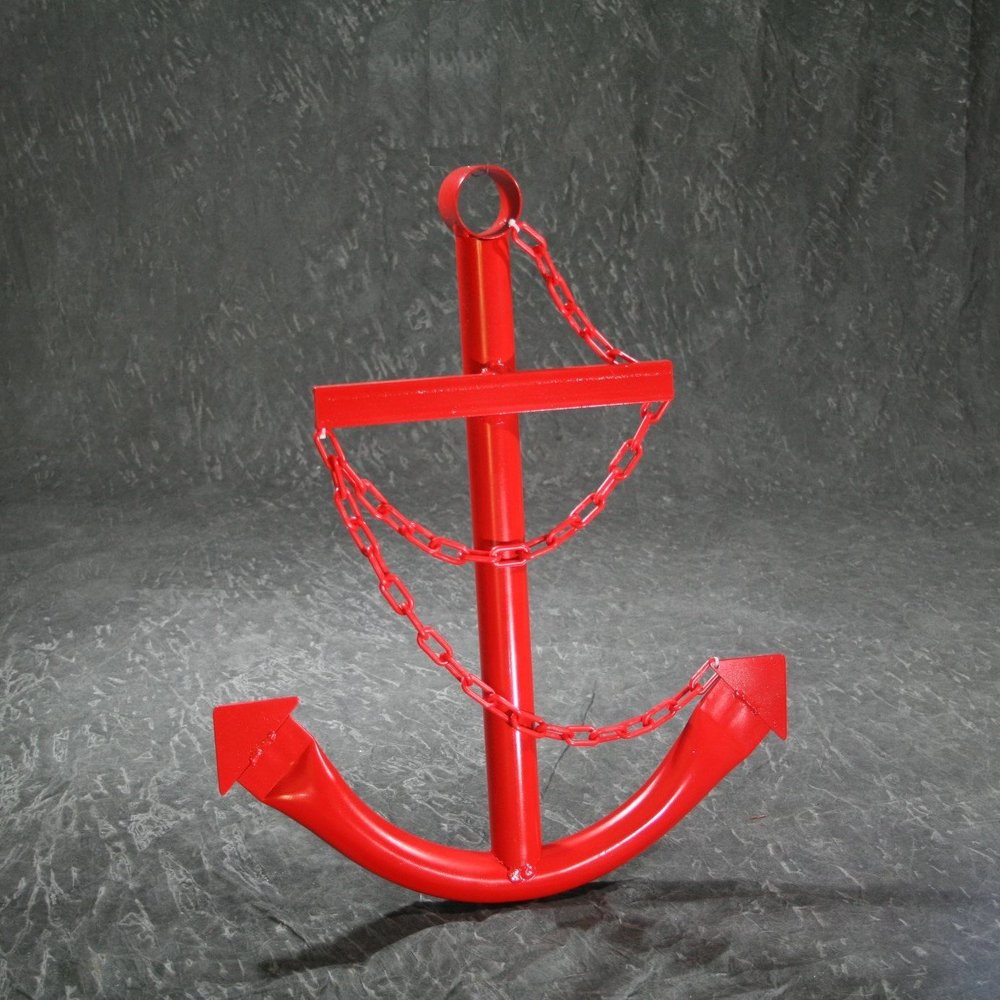 Nautical Anchor - Classic Navy Anchor with Chain (Red, 2ft)