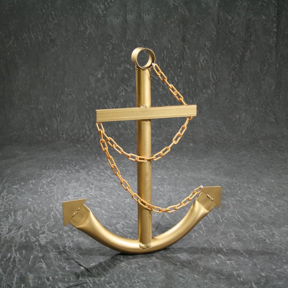 Nautical Anchor - Classic Navy Anchor with Chain (Gold, 2ft)
