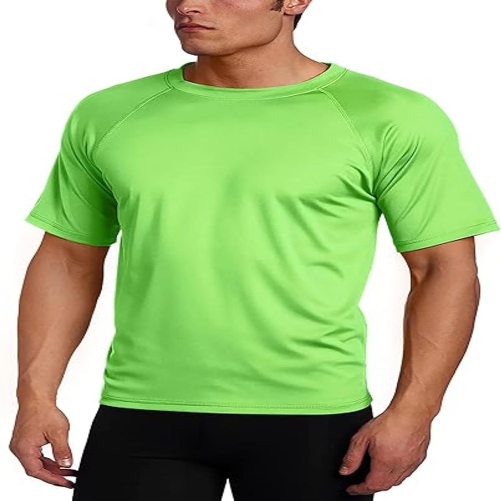Kanu Surf Mens Swim Shirt with Short Sleeves  UPF 50+ Rash Guard for Men with Quick-Dry Fabric (Small)