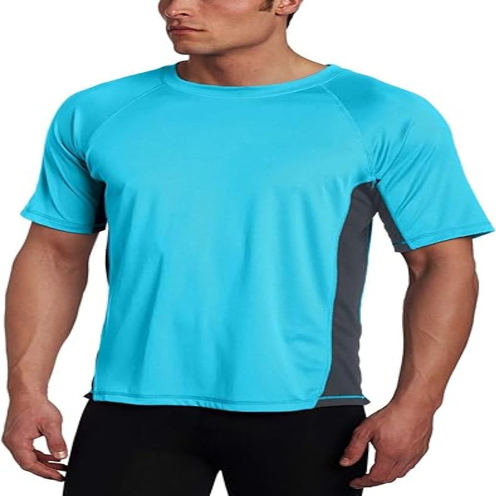 Kanu Surf Mens Swim Shirt with Short Sleeves  UPF 50+ Rash Guard for Men with Quick-Dry Fabric (Small)