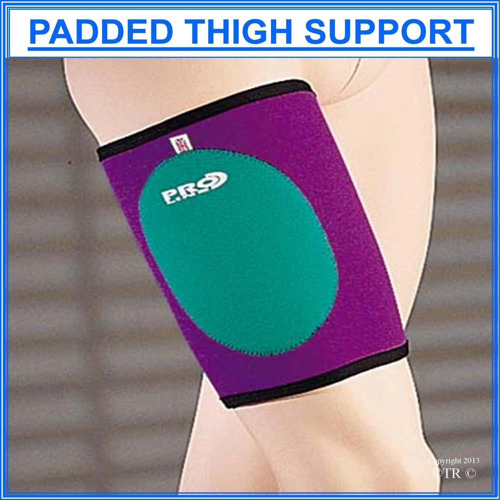 Proline Padded Thigh Support In Neoprene, Color - Purple/Mint, Size - Medium