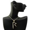 NYFASHION101 Pave Celebrity Style Initial R Pendant 3mm 18" Link Chain Necklace in Gold-Tone view 2