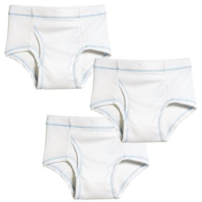 City Threads Made in USA Boys Briefs Underwear in All Cotton - Toddler Underpants - Perfect for Sensitive Skins SPD Sensory Friendly Clothing 3-Pack, Whites, Size 7