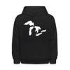 Spreadshirt Michigan Great Lakes Kids' Hoodie, L, black view 1